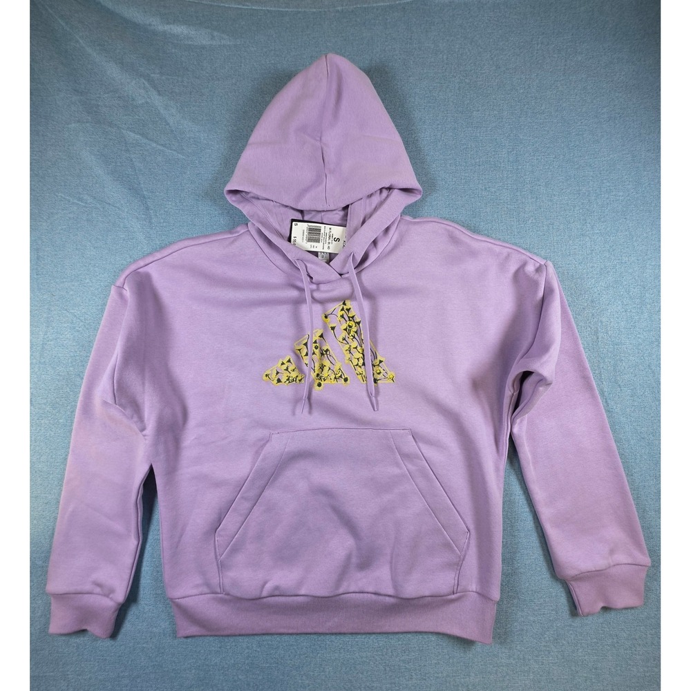 Adidas Floral Logo Hoodie Lilac Purple Sweatshirt Womens Small NWT